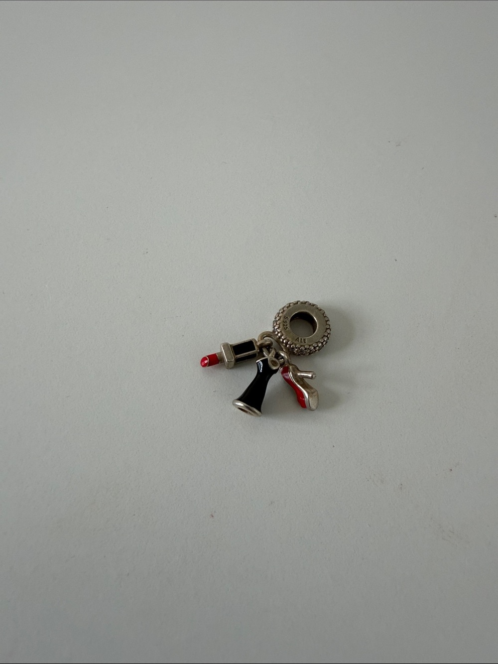 Pandora Charm Pendant with Lipstick, Dress and Heel Charms - Black & Red